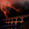 Le pont du Gard un soir d'orage